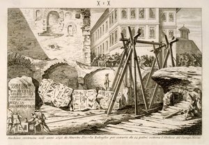 Nicola Zabaglia于1748年发明的装置，用于在校园Martius中提升方尖碑，这是地下14手 作者 巴尔扎尔
